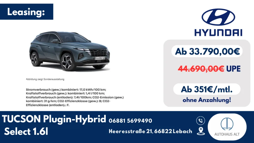 TUCSON Plugin-Hybrid im Leasing für ihr Gewerbe