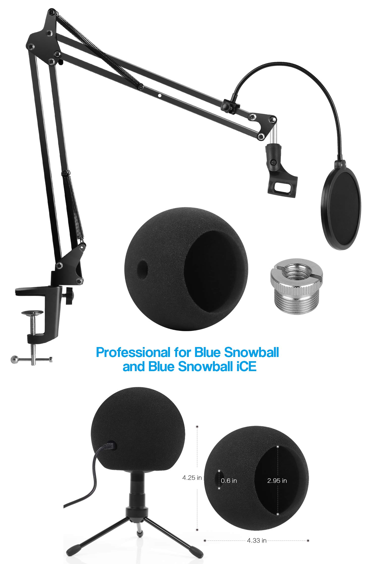 InnoGear Adjustable Mic Stand for Blue Snowball and Blue Snowball iCE