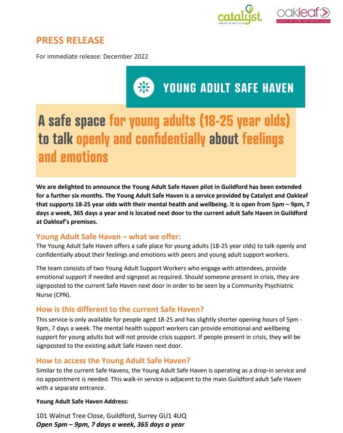 Young Adult Safe Haven Oakleaf Enterprise