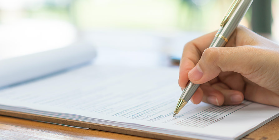 filling out paperwork