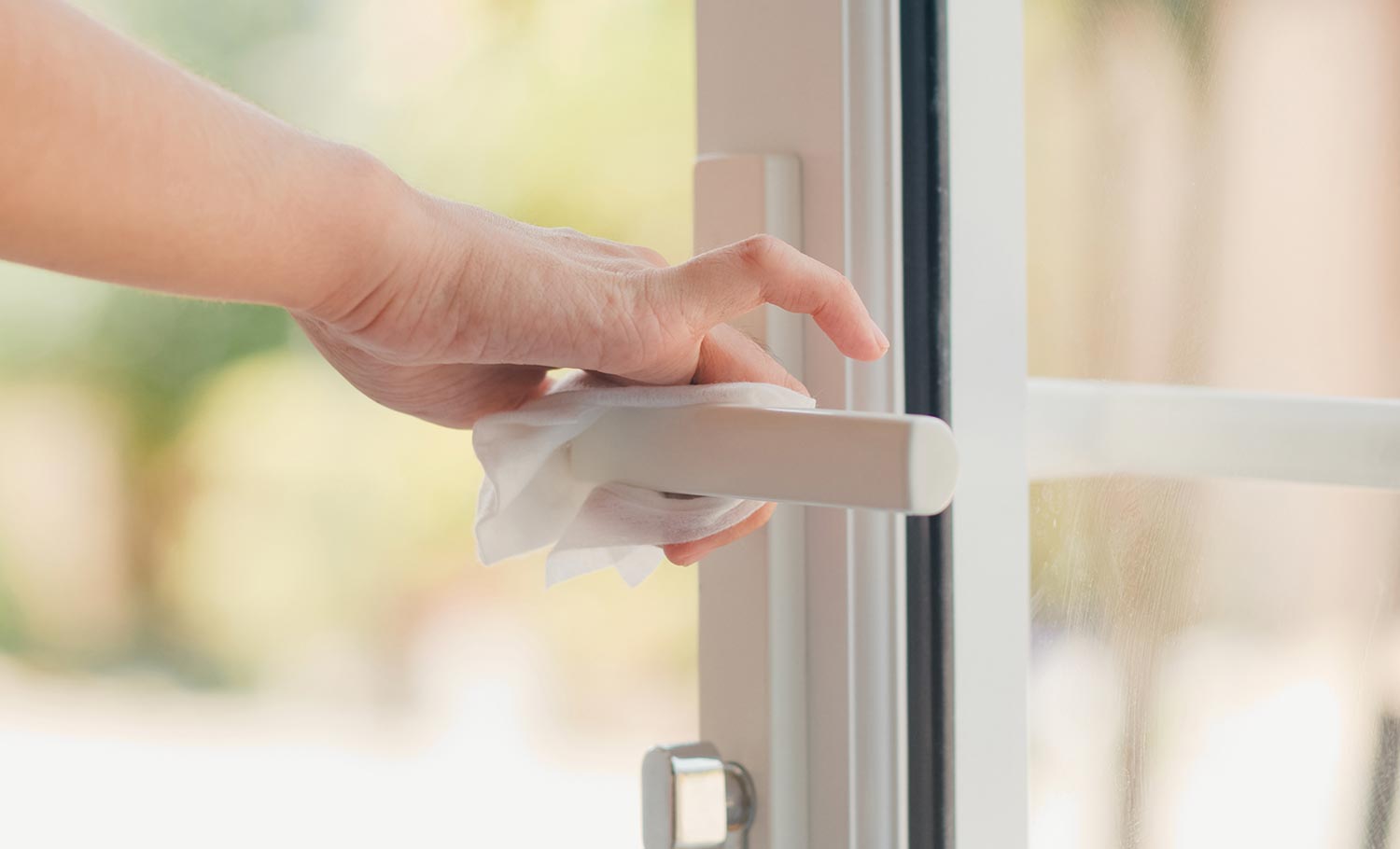 wiping off door handle