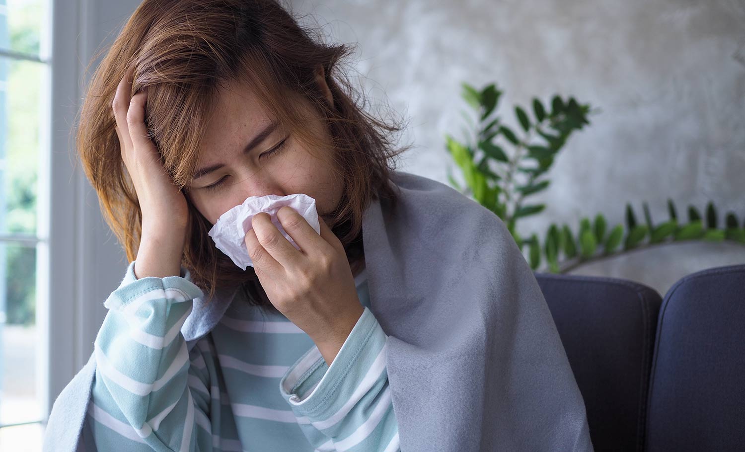 woman with the flu