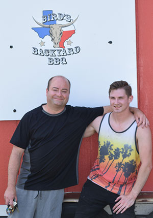 Dr. Blankenship & son at their BBQ truck