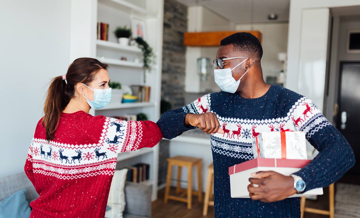 friends at a party with masks