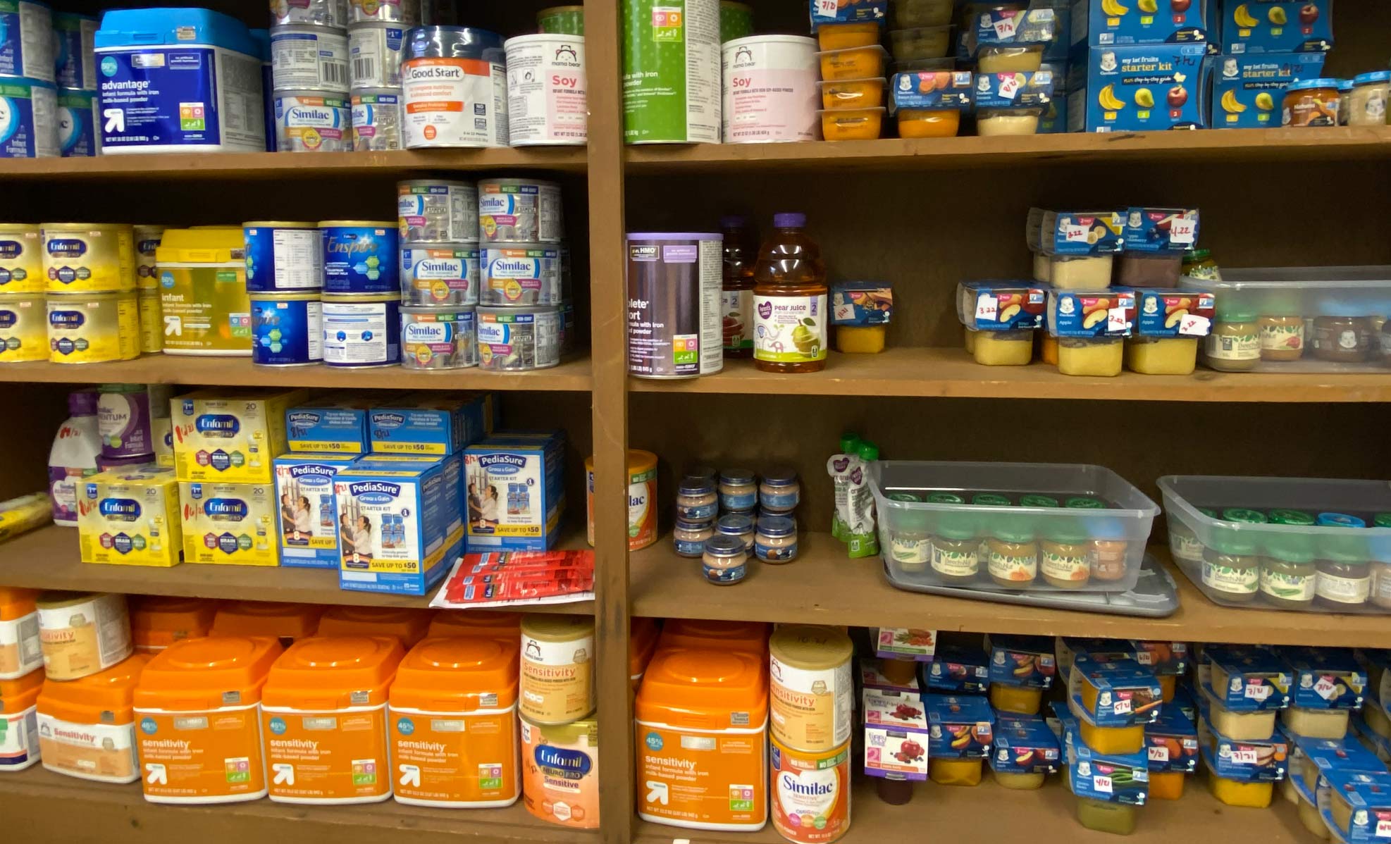 shelf of baby formula