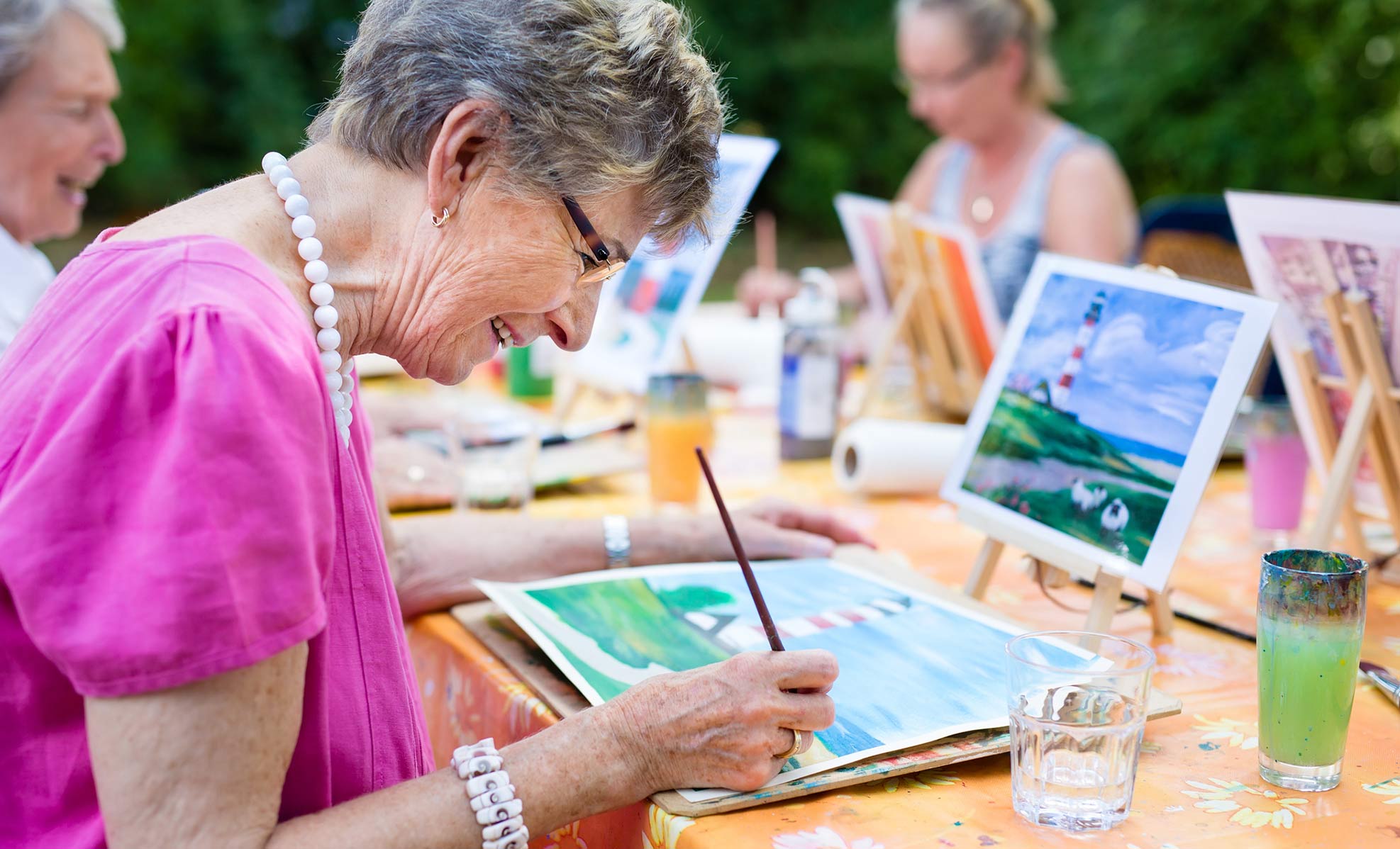 senior woman watercolor painting