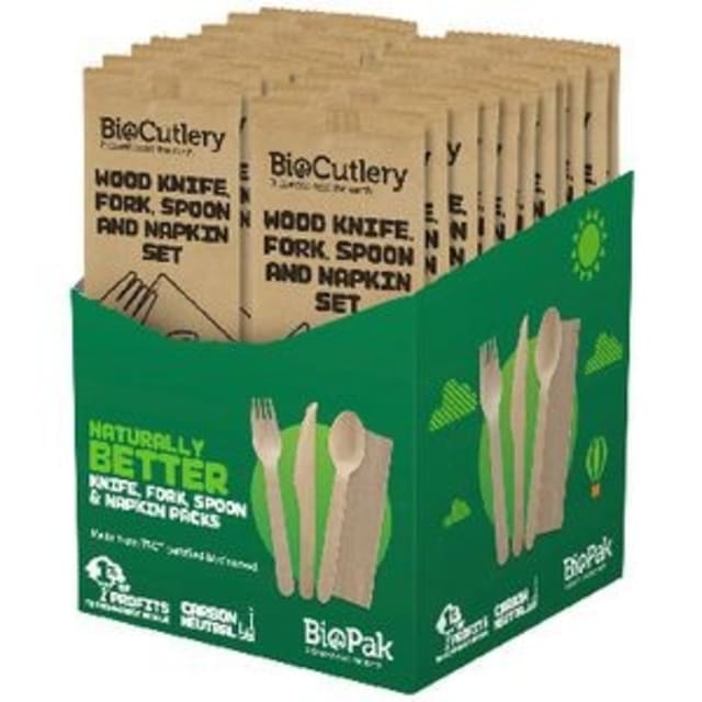 BioPak bamboo disposable cutlery set