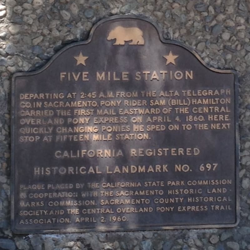 CHL #697 - Pony Express Five Mile House State Plaque