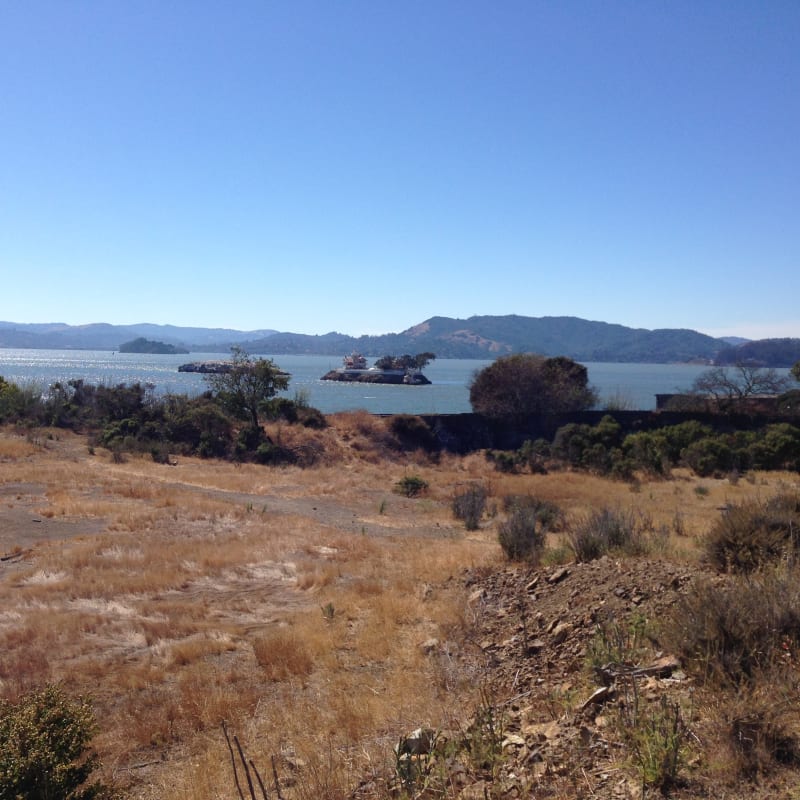 View of CHL #951 East Brother Light Station from the bluff west of the landmark sign.