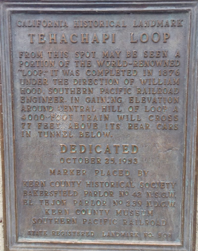 CHL #508 Tehachapi Loop Private Plaque