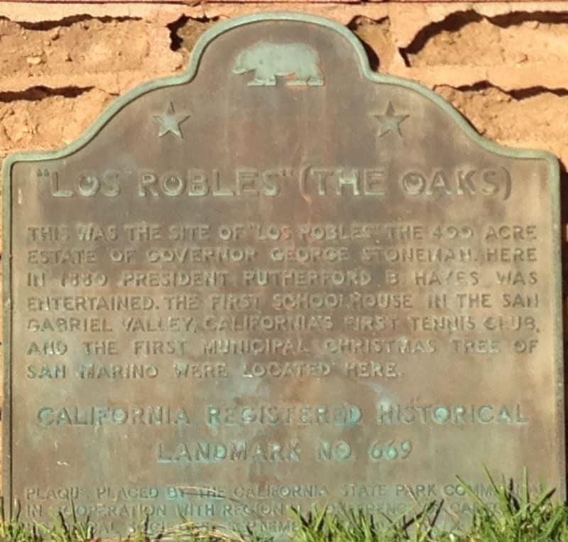 CHL #669 Governor Stoneman Adobe, Los Robles State Plaque