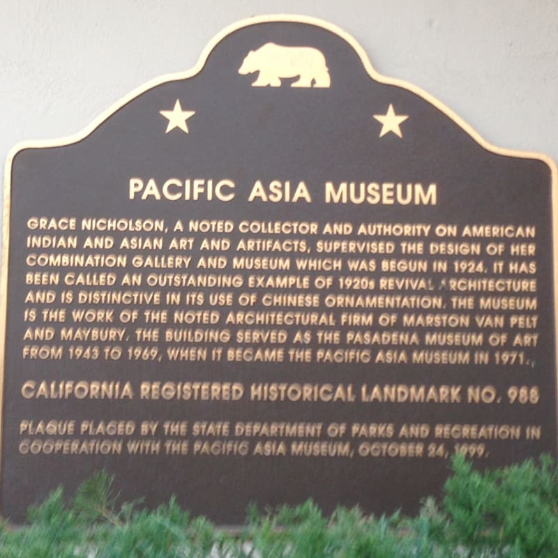 CHL #988 Pacific Asia Museum State Plaque