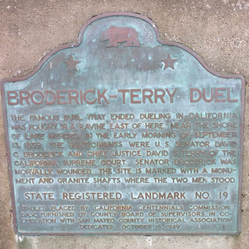 NO. 19 BRODERICK-TERRY DUELING PLACE, State Plaque