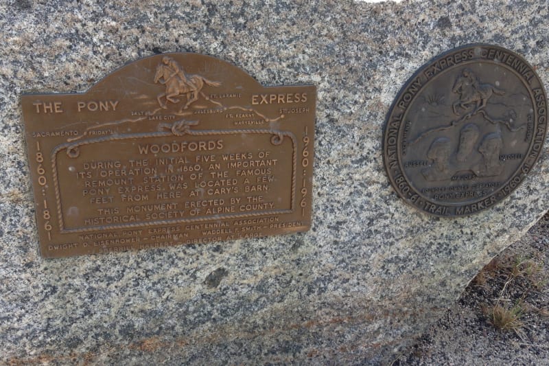 NO. 805 PONY EXPRESS REMOUNT STATION AT WOODFORDS, Private Plaques