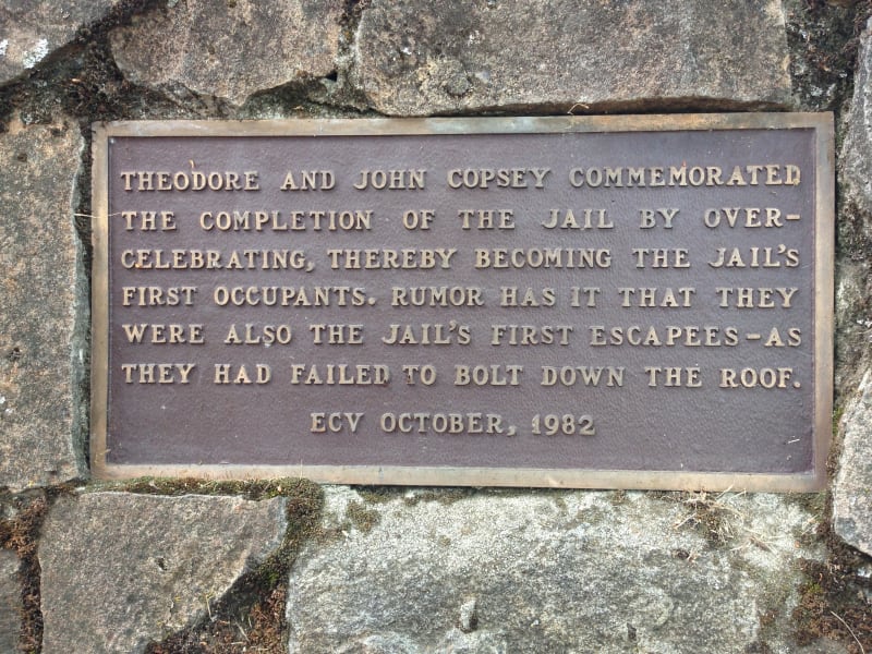 NO. 429 LOWER LAKE STONE JAIL - Plaque on back of marker