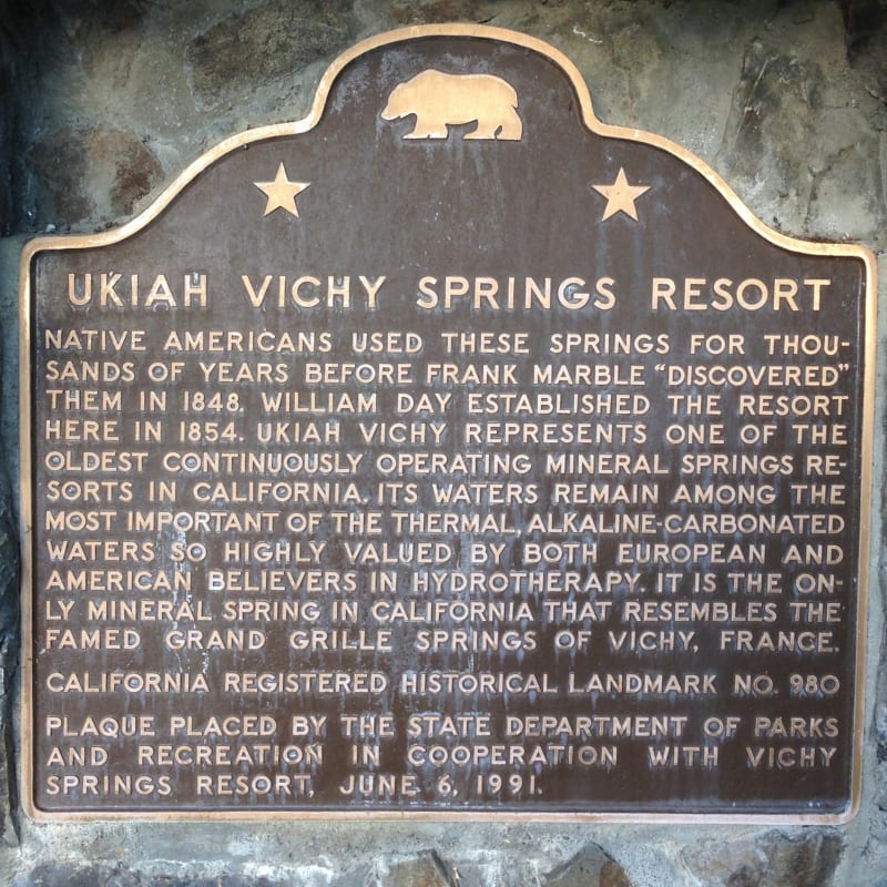NO. 980 UKIAH VICHY SPRINGS RESORT - State Plaque