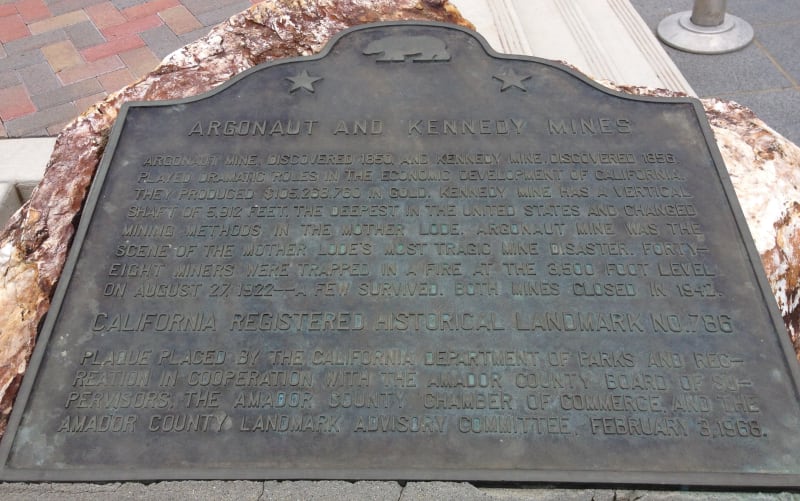 NO. 786 ARGONAUT AND KENNEDY MINES - State Plaque