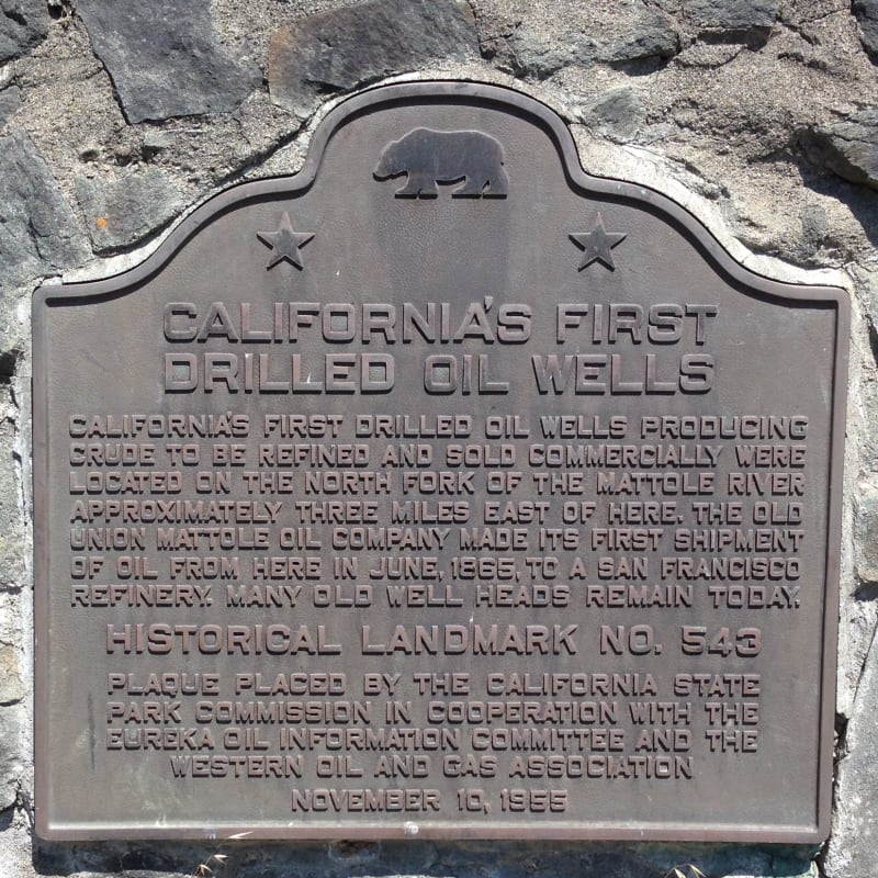 NO. 543 CALIFORNIA'S FIRST DRILLED OIL WELLS - State Plaque