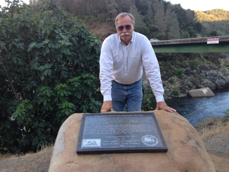 No. 1051 Mountain Quarries Railroad Bridge -Plaque at the trailhead on HWY 193. (Placer side)