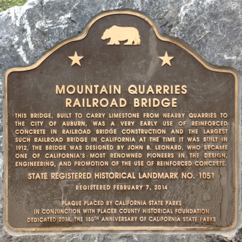 No. 1051 Mountain Quarries Railroad Bridge - State plaque (ElDorado)