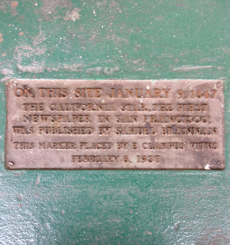 NO. 85 OFFICE OF THE CALIFORNIA STAR NEWSPAPER - Private Plaque