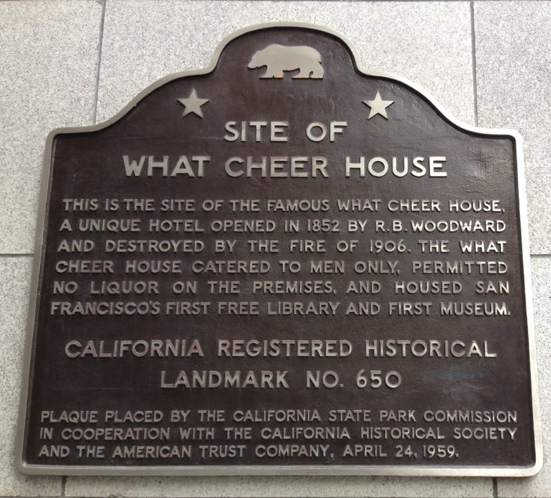 NO. 650 SITE OF THE WHAT CHEER HOUSE - State Plaque