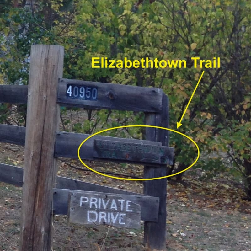 NO. 231 ELIZABETHTOWN - Trail Sign on north west side of the Cul-de-sac.