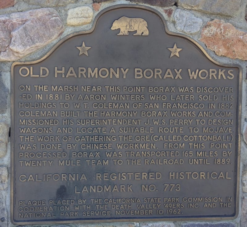 No. 773 OLD HARMONY BORAX WORKS - State Plaque