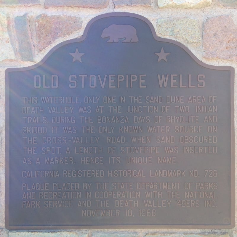 NO. 826 OLD STOVEPIPE WELLS - State Plaque