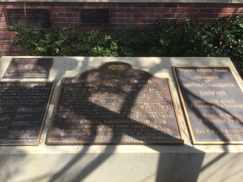 NO. 536 ORIGINAL BUILDING OF THE UNIVERSITY OF SOUTHERN CALIFORNIA - Marker