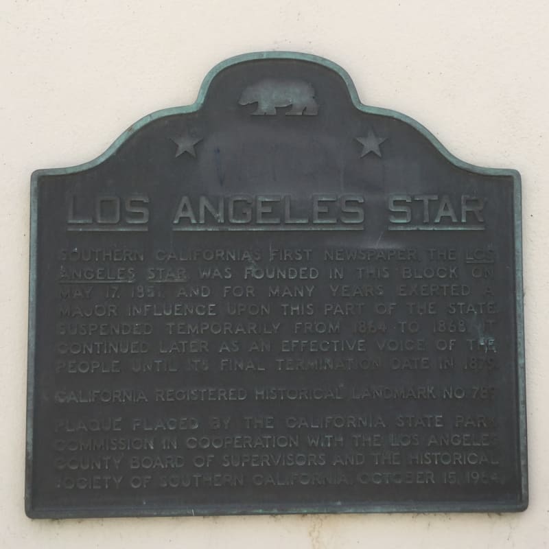 NO. 789 SITE OF THE LOS ANGELES STAR - State Plaque