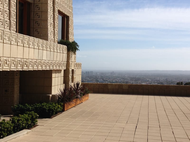 NO. 1011 FRANK LLOYD WRIGHT TEXTILE BLOCK HOUSES (THEMATIC), ENNIS HOUSE - View from Patio