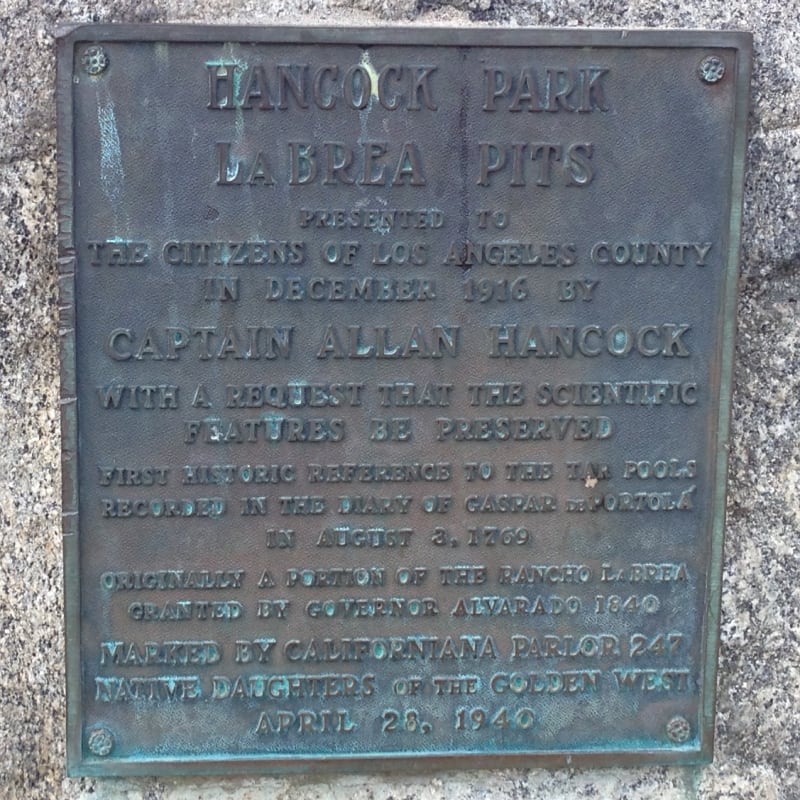 NO. 170 HANCOCK PARK LA BREA - "Old Style" State Plaque