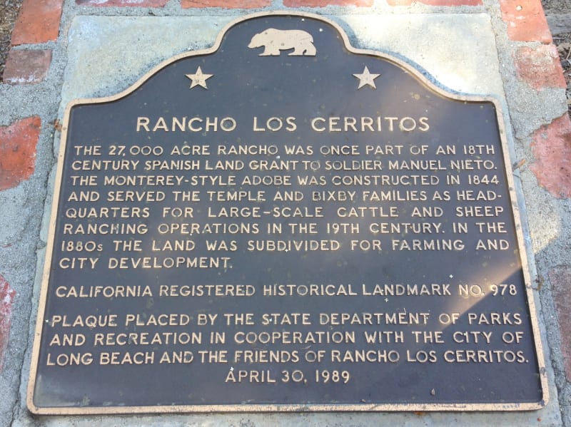 NO. 978 RANCHO LOS CERRITOS HISTORIC SITE - State Plaque