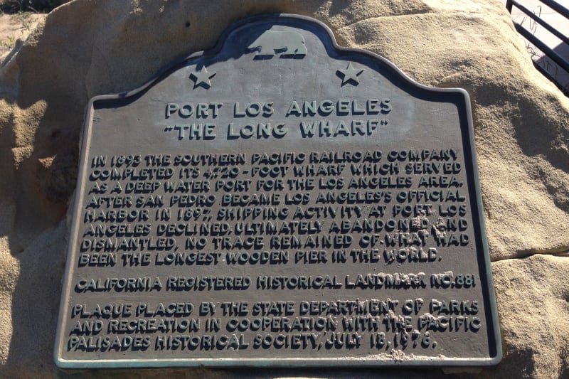 CHL No. 881 Port of Los Angeles Long Wharf - State Plaque