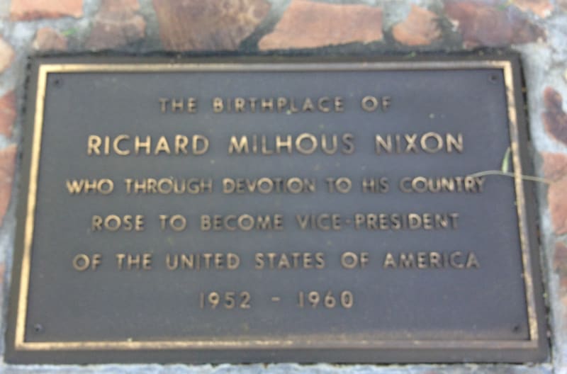 NO. 1015 RICHARD NIXON BIRTHPLACE -  Private Plaque