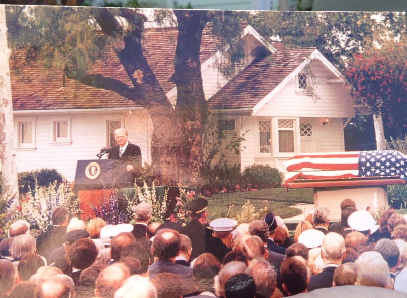 NO. 1015 RICHARD NIXON BIRTHPLACE - Nixon's Funeral in front of his Childhood Home