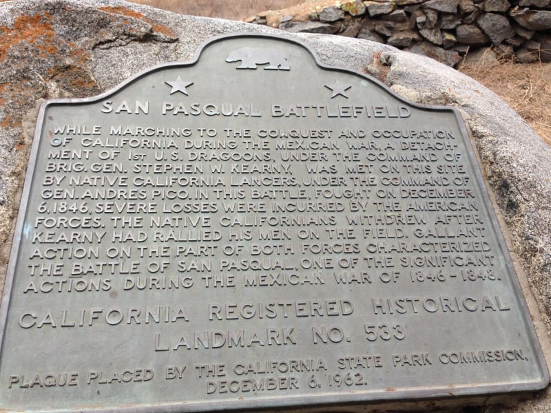 NO. 533 SAN PASQUAL BATTLEFIELD STATE PARK -State Plaque