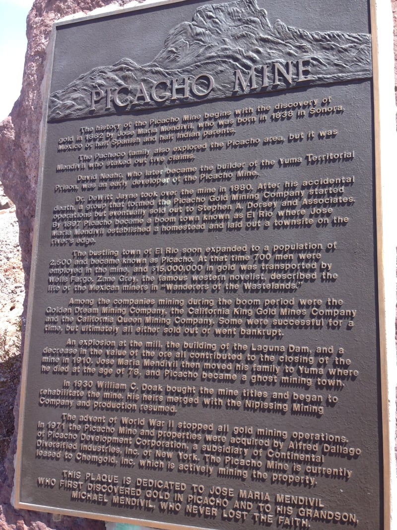 NO. 193 PICACHO MINES - Private Plaque at the Site