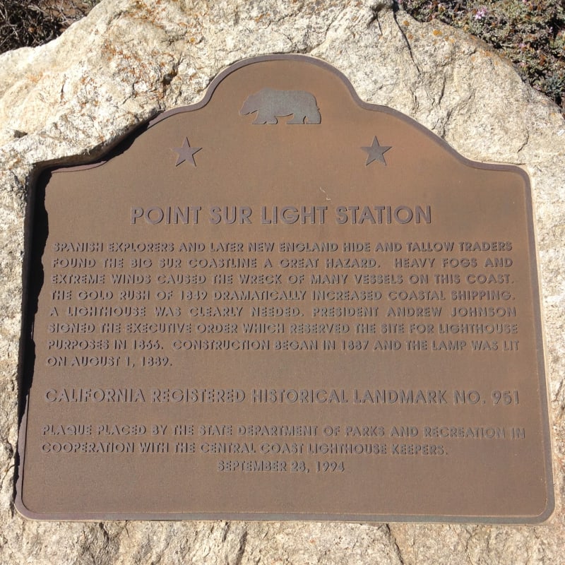 NO. 951 POINT SUR LIGHT STATION - State Plaque