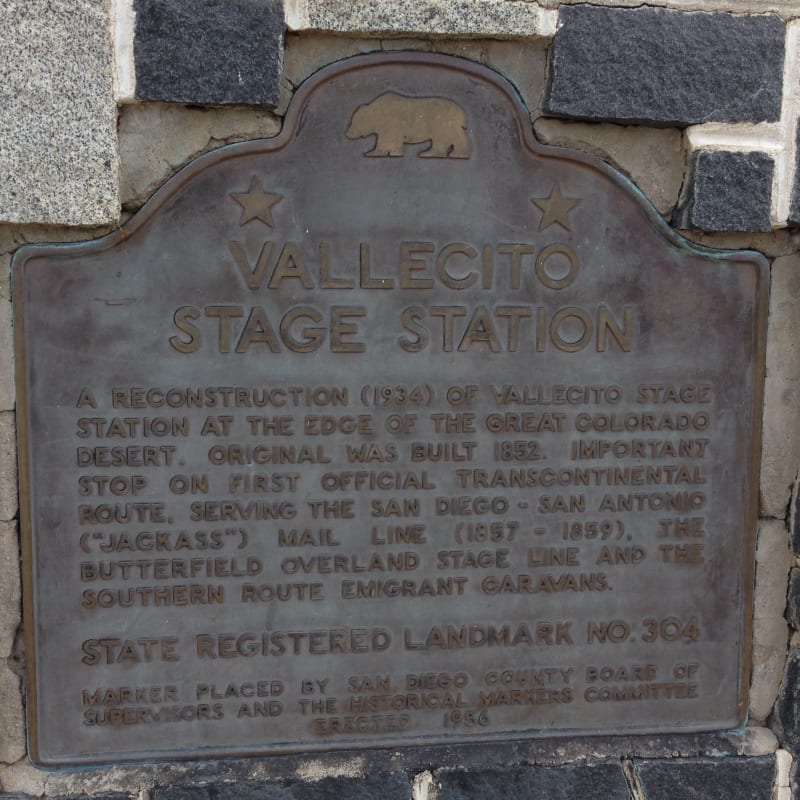 NO. 304 VALLECITO STAGE DEPOT (STATION) - State Plaque