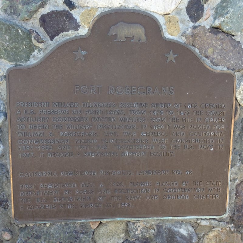 NO. 62 FORT ROSECRANS - State Plaque