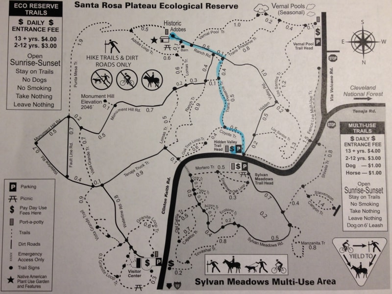 NO. 1005 SANTA ROSA RANCHO - Trail map is oriented South-North instead of North-South. 