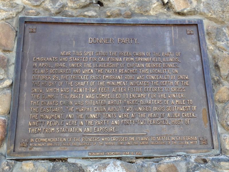 CHL #134 - Donner Party Memorial State Park Plaque