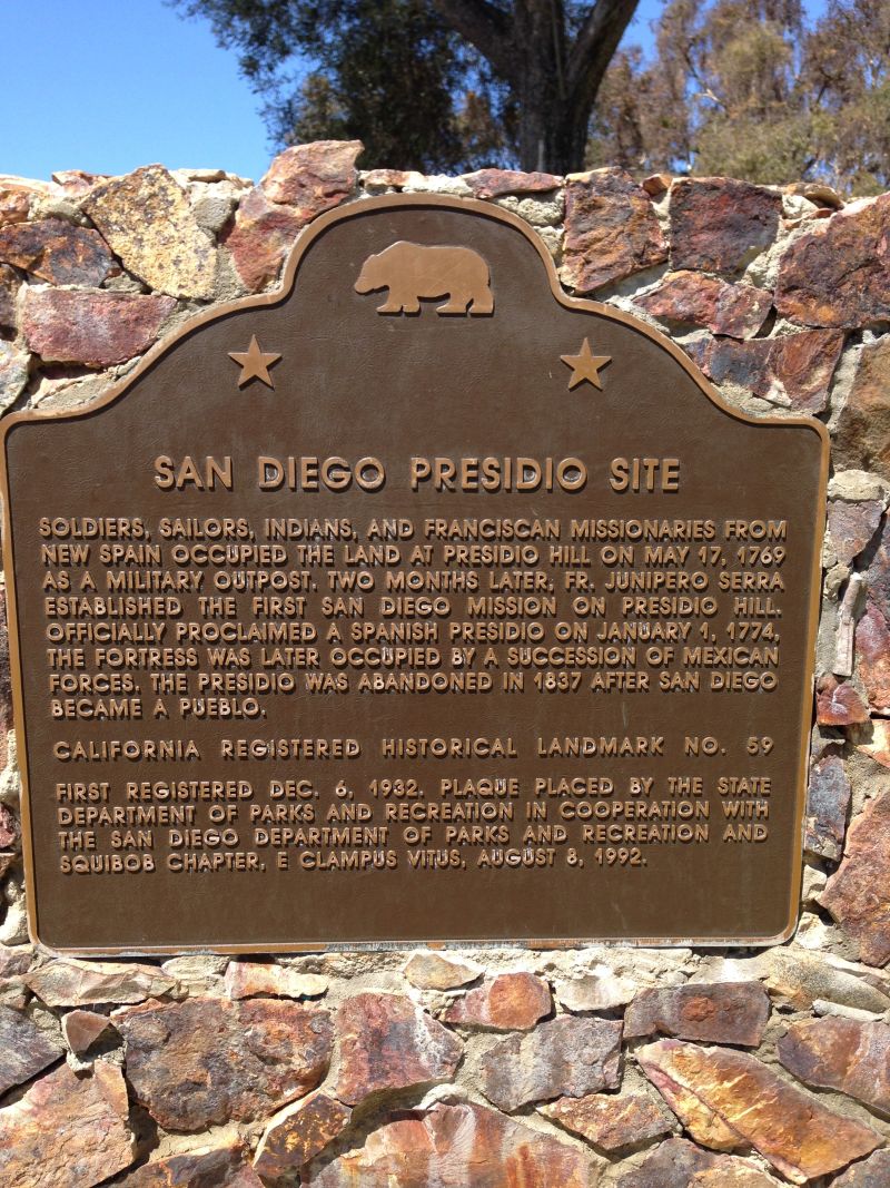 CHL #59 San Diego Presidio Site State Plaque