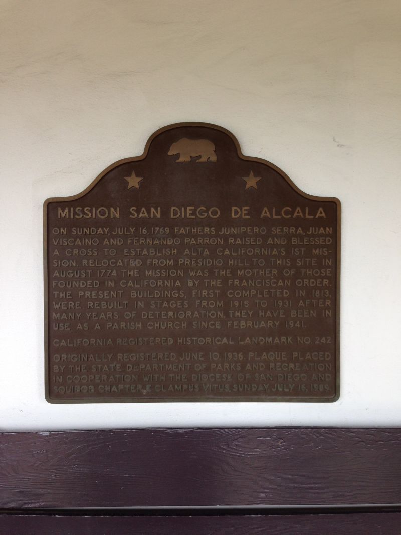 CHL #242: MISSION SAN DIEGO DE ALCALA State Plaque