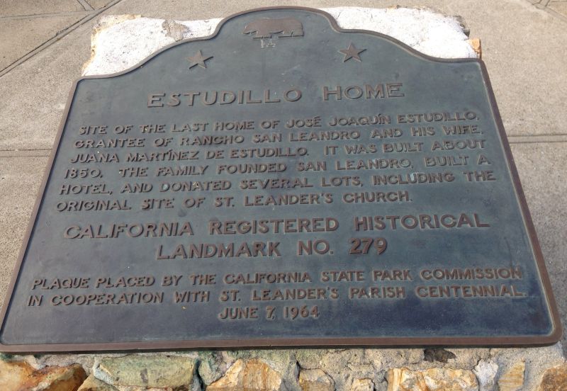 CHL #279 Estudillo Home-- State Plaque