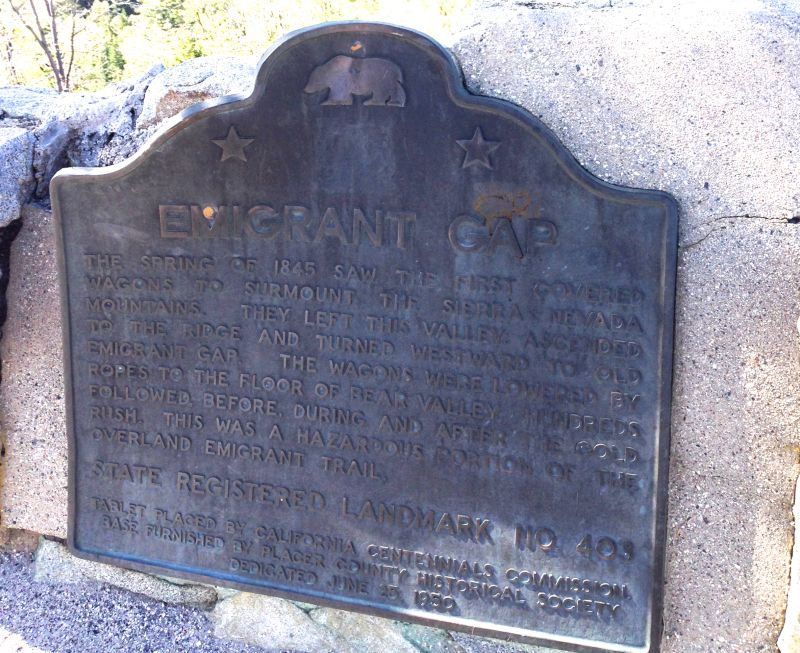 CHL #403 Emigrant Gap State Plaque