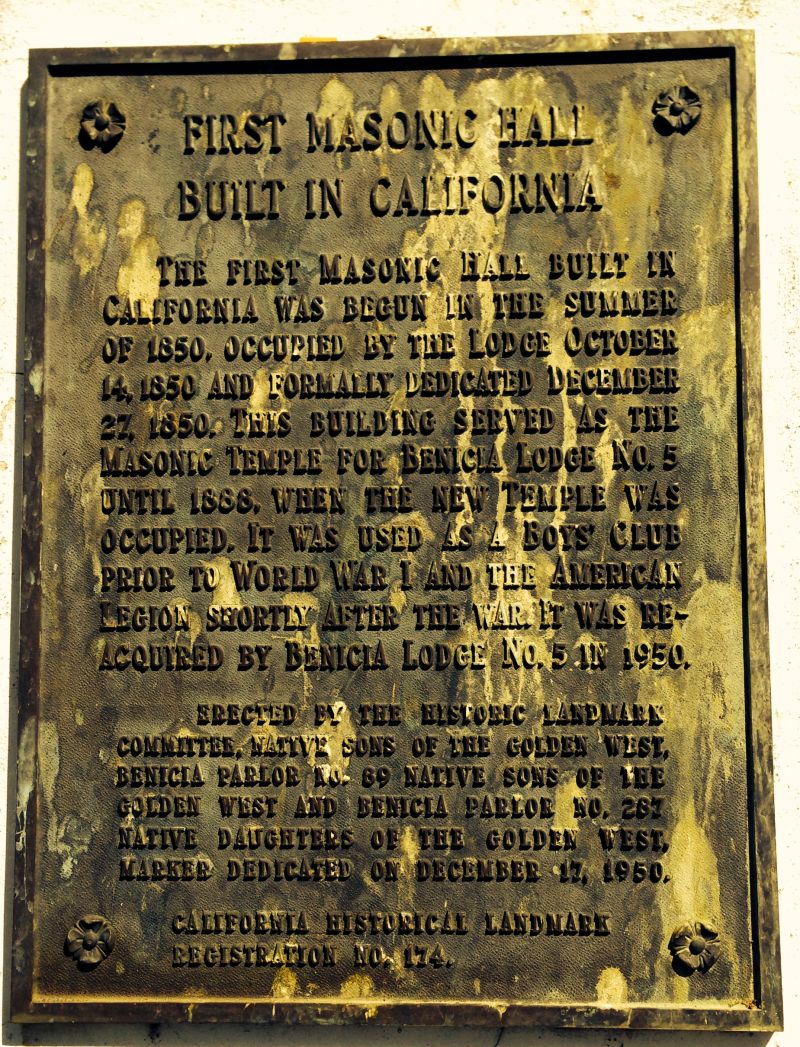 CHL #174 - Benicia Masonic Lodge Private Plaque