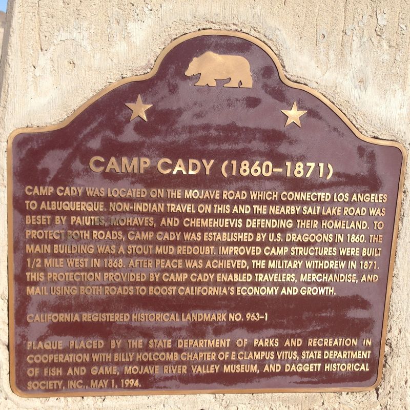 CHL #963.1 - Camp Cady State Plaque